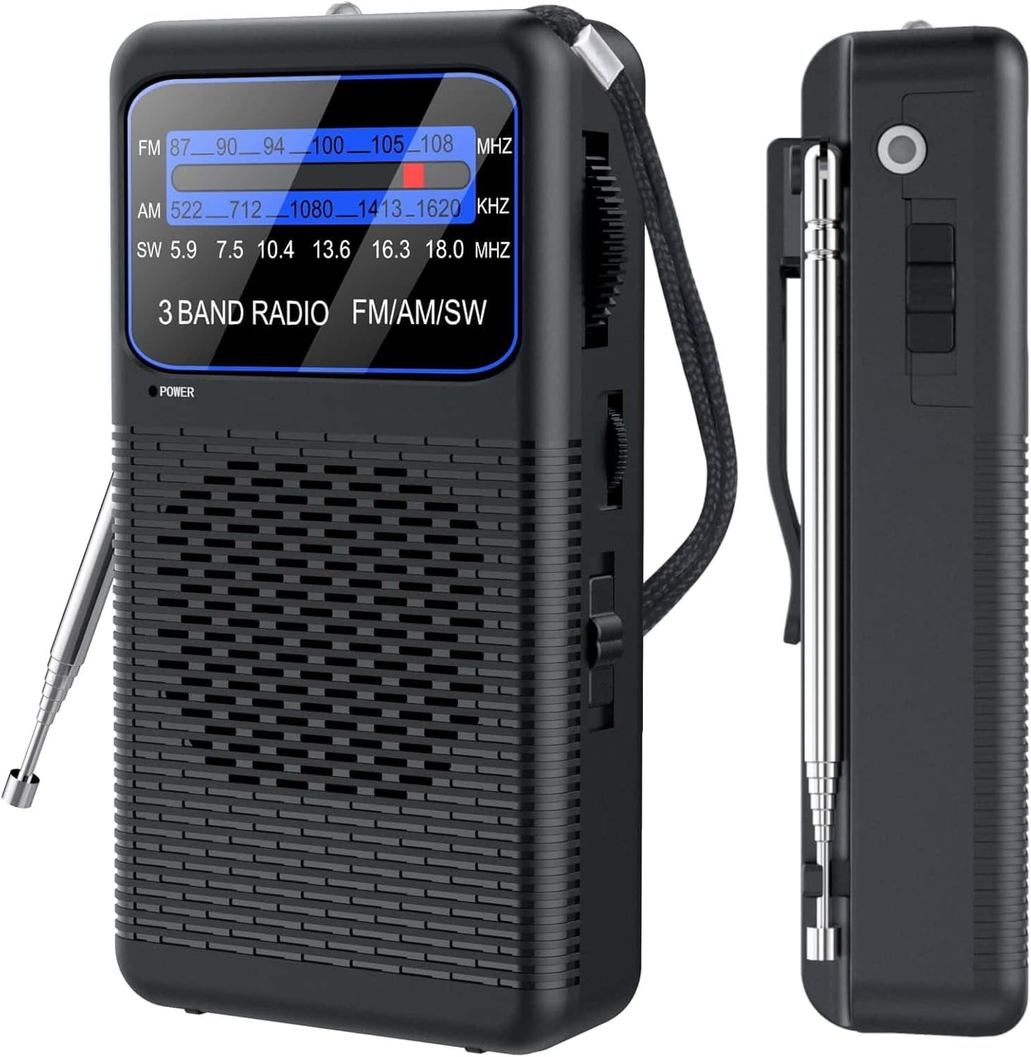Portable AM FM Radio Compact Transistor Radio Pocket Radio Silver NYS NEW..