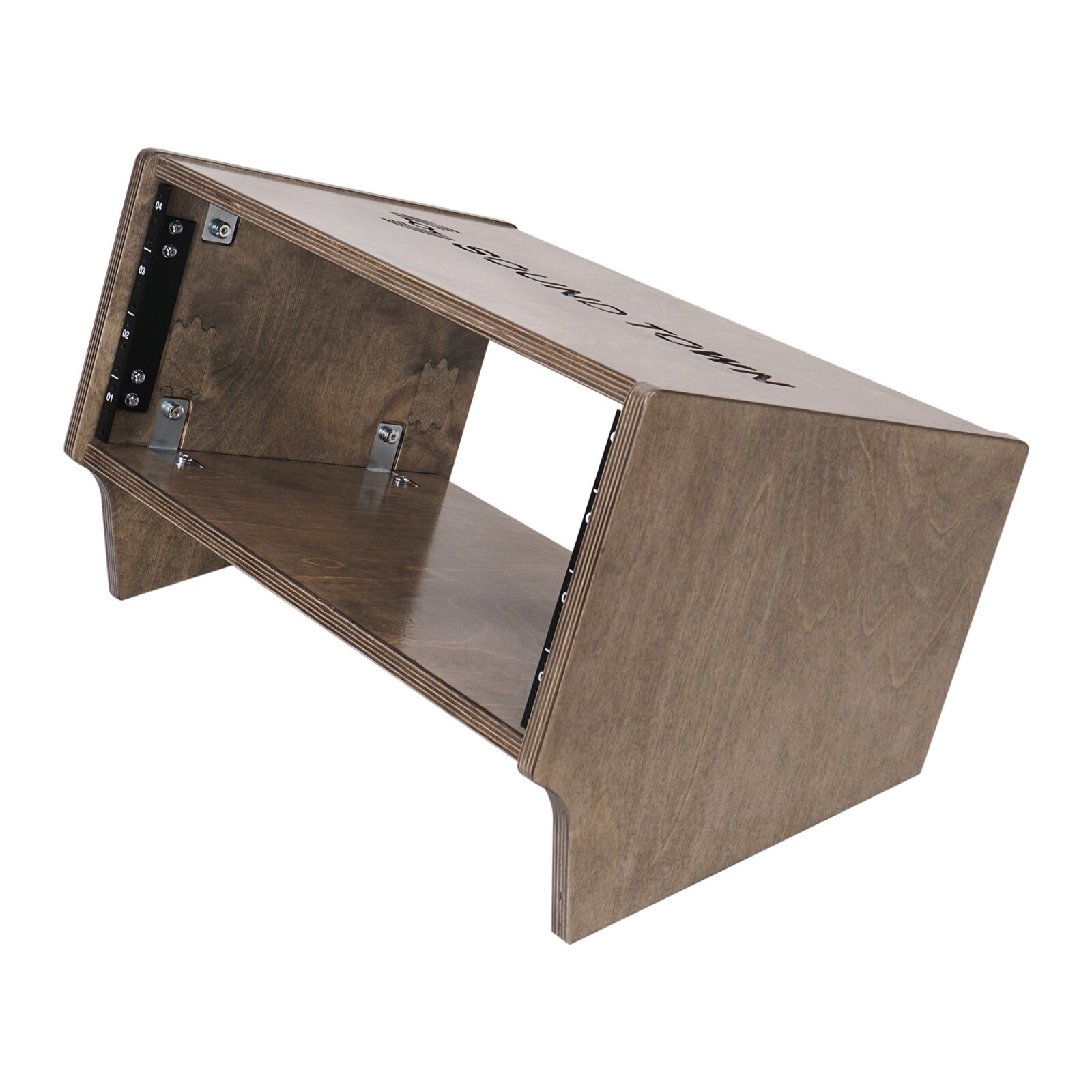 Sound Town DIY 4U Angled Studio Rack w/ Plywood, Weathered Brown (SDRK-Y4SLB)