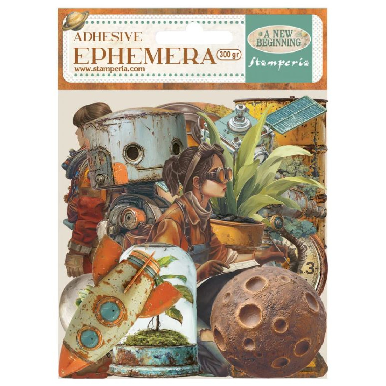 Stamperia A New Beginning Ephemera Assorted Die Cuts Adhesive Scrapbook  Robots