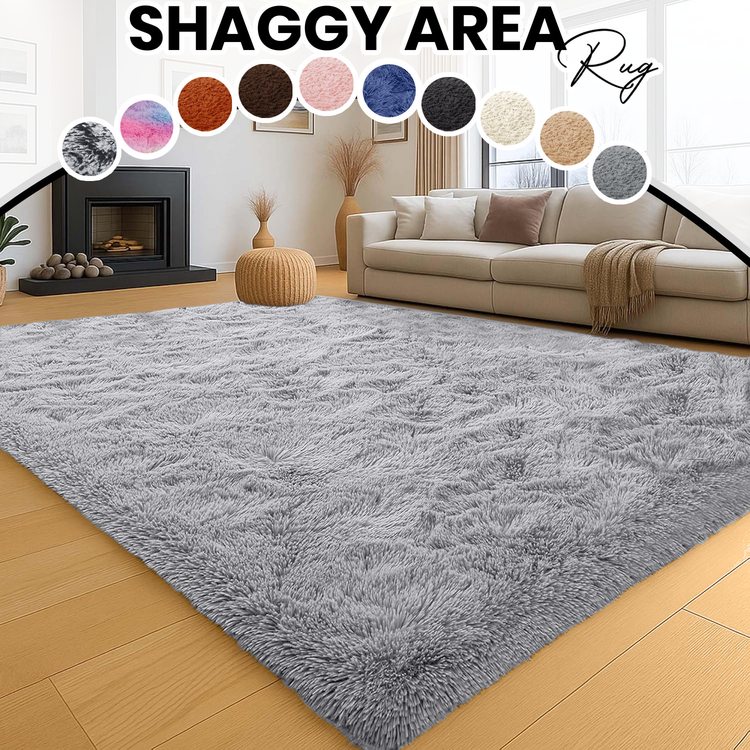 Indoor Shaggy Area Rugs for Living Room Bedroom Soft Fluffy Floor Mats Carpets