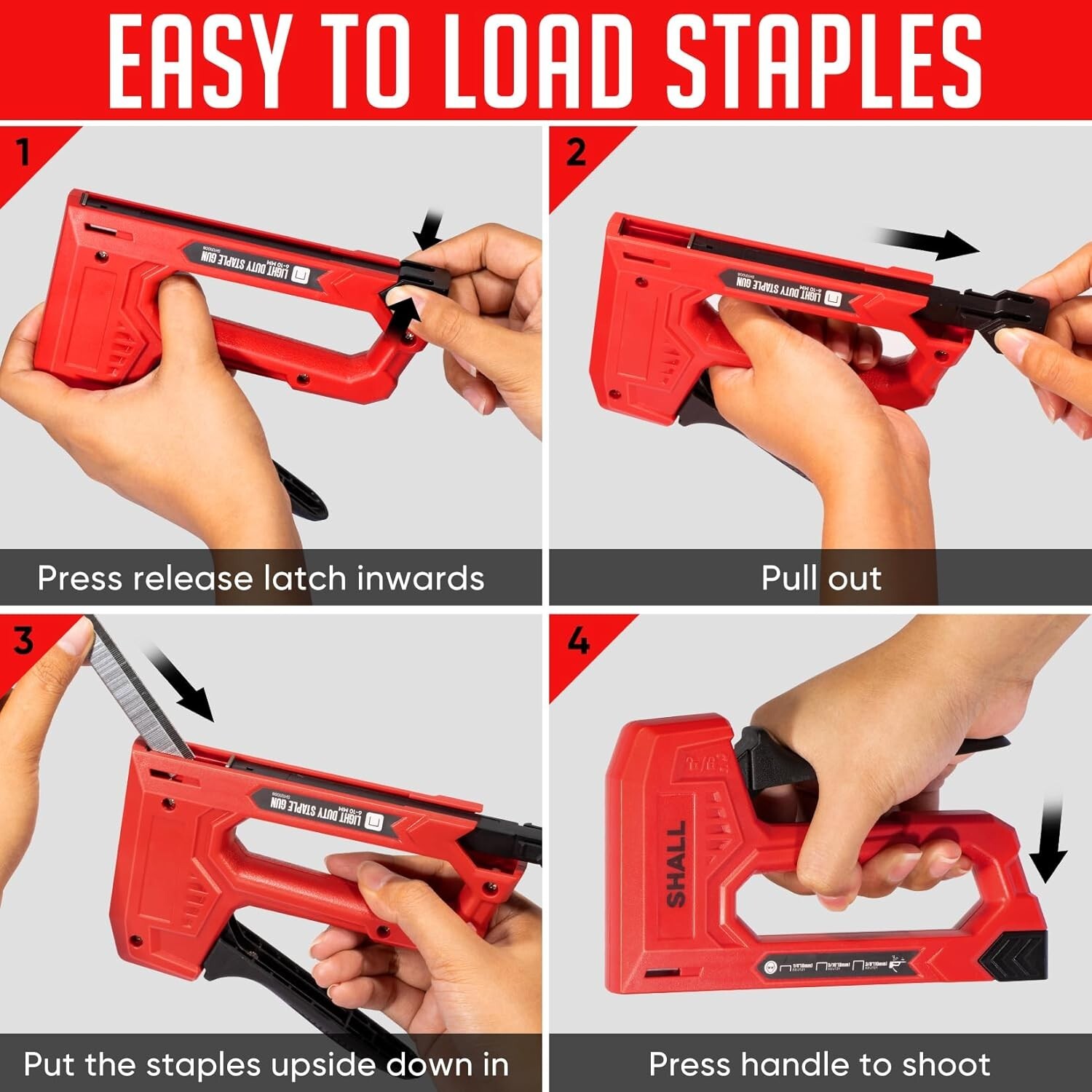 SHALL Light Duty Staple Gun for Wood - with 1600pcs JT21 Staples