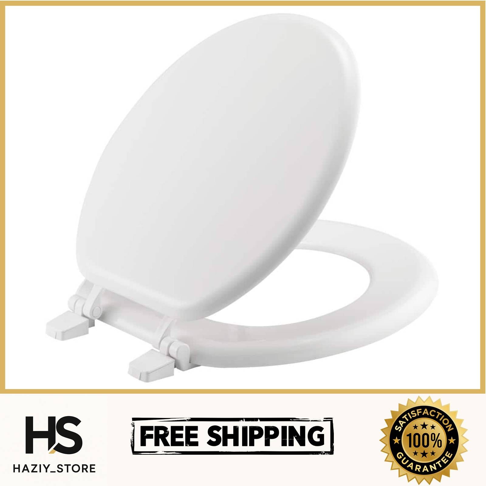 NEW Round Closed Front Enameled Wood Toilet Seat in White Durable & Wood Finish