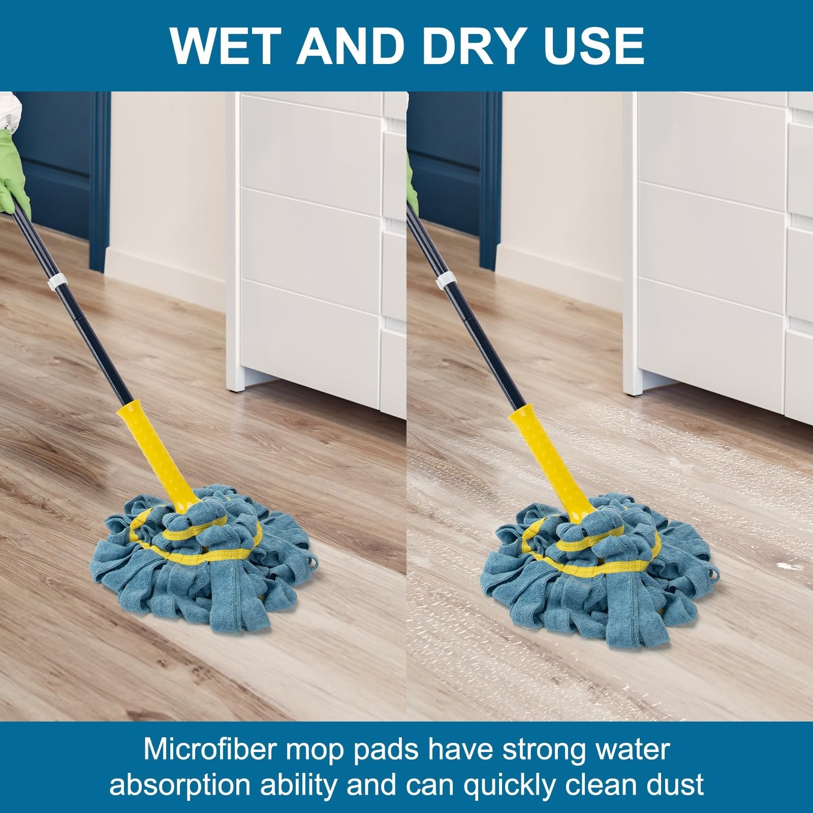 KeFanta Self-Wringing Twist Mop, Microfiber Cloth Wet Mops for Floor Cleaning...