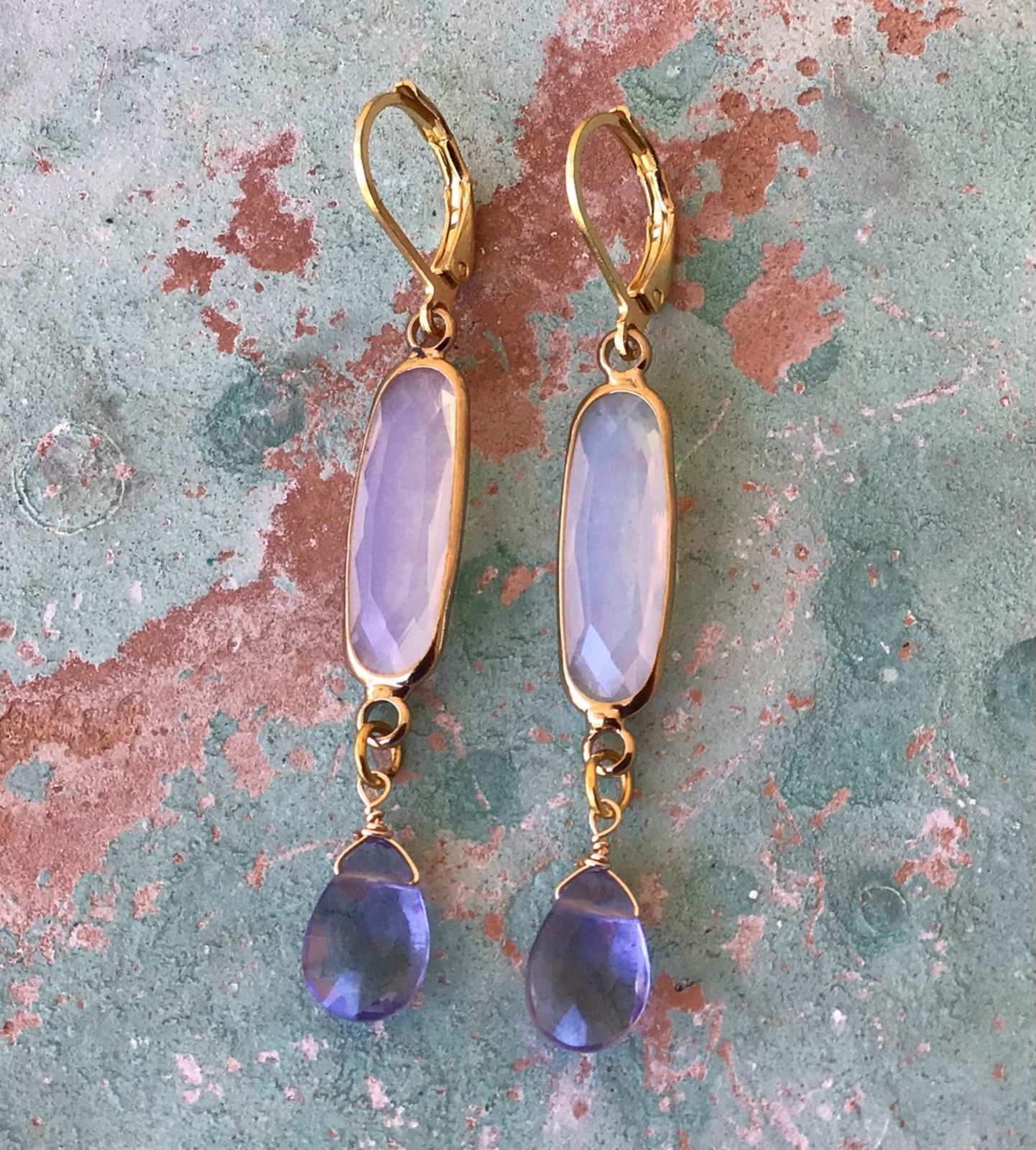 SUNDANCE CHARM ARTISAN JEWELRY EARRINGS OPALITE GOLD PLATED