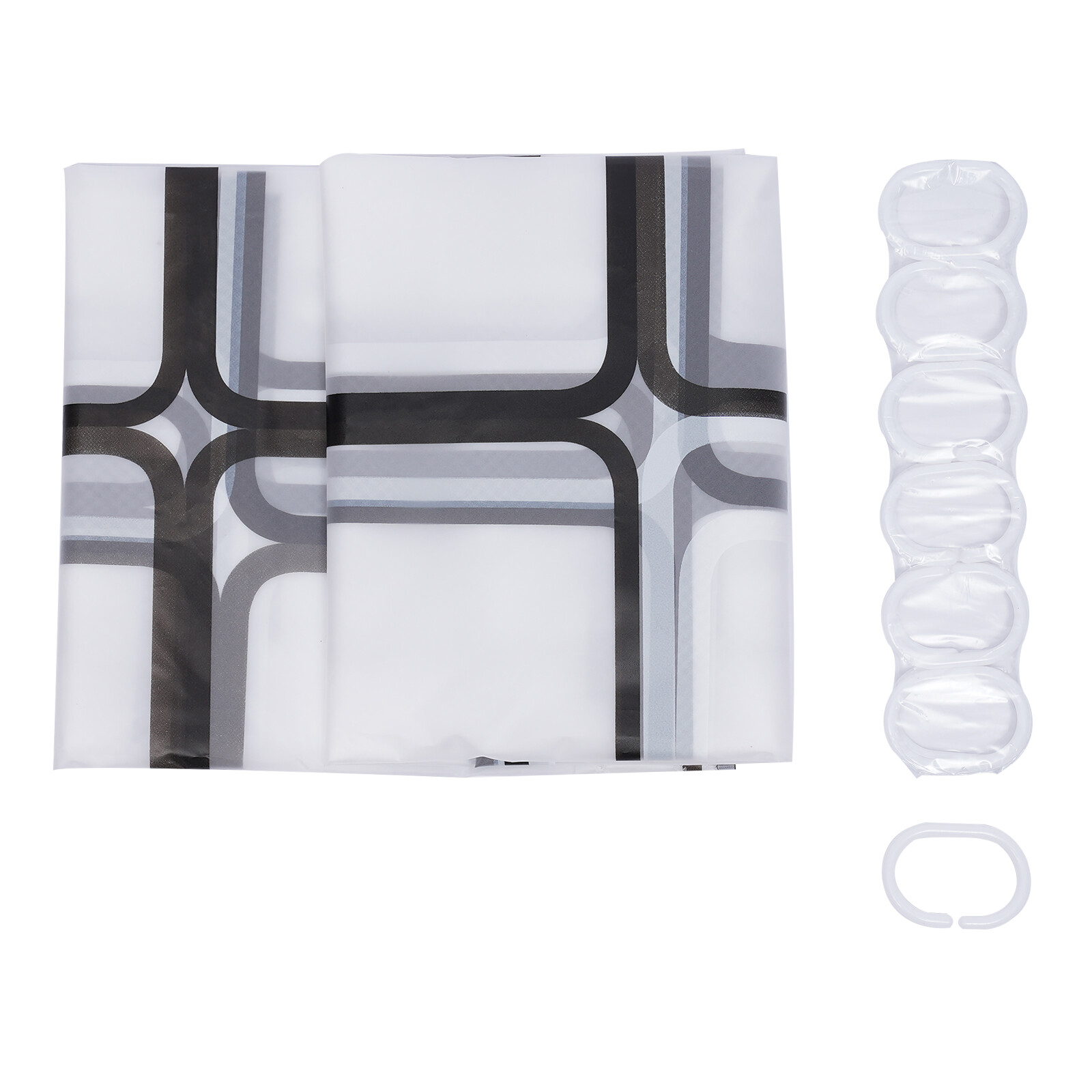 Stainless Steel Shower Curtain Rod 80-130 Cm with 9.8ft*6.6ft Curtain