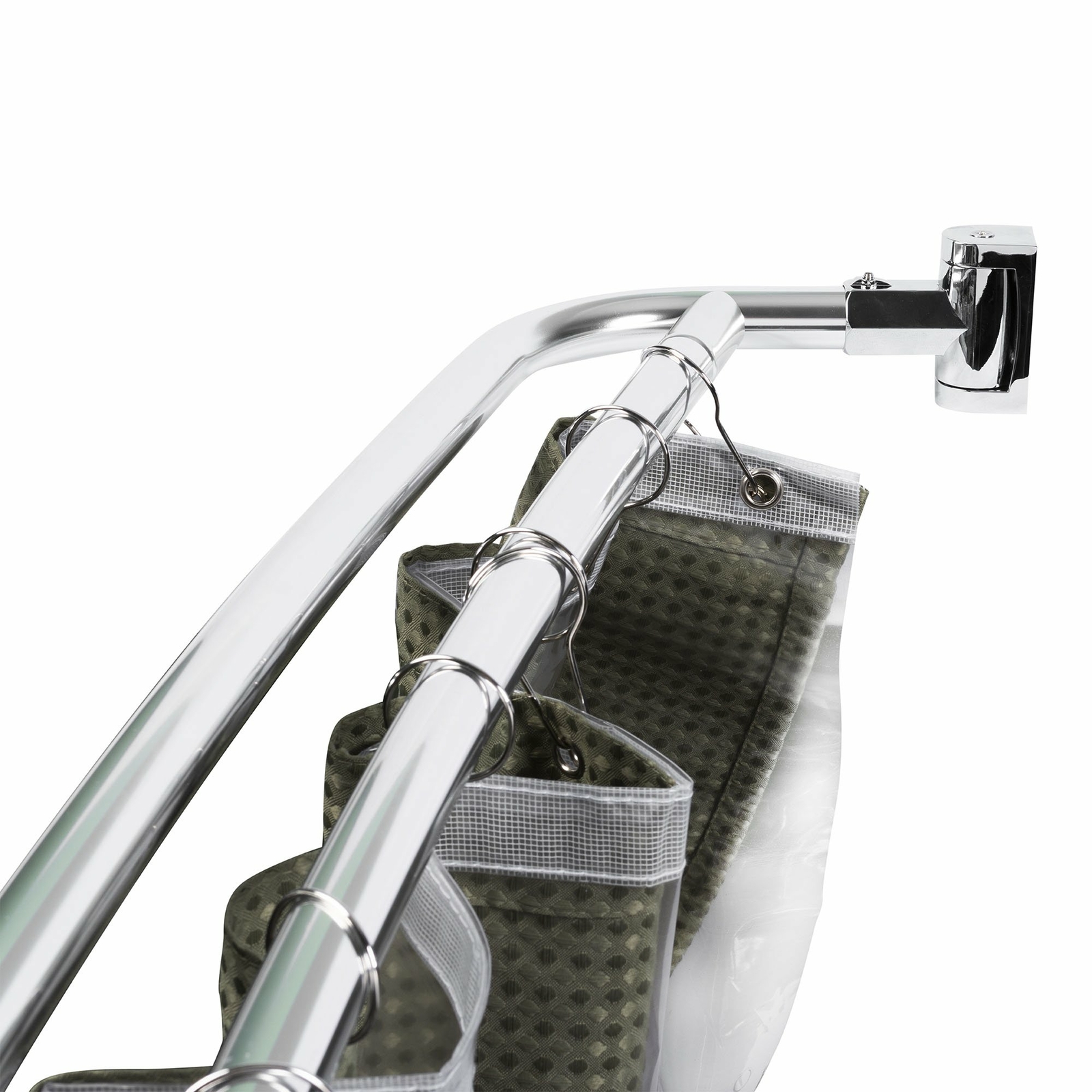 Double Curved Shower Rod Adjustable from 44 in. to 70 in. - Chrome Finish