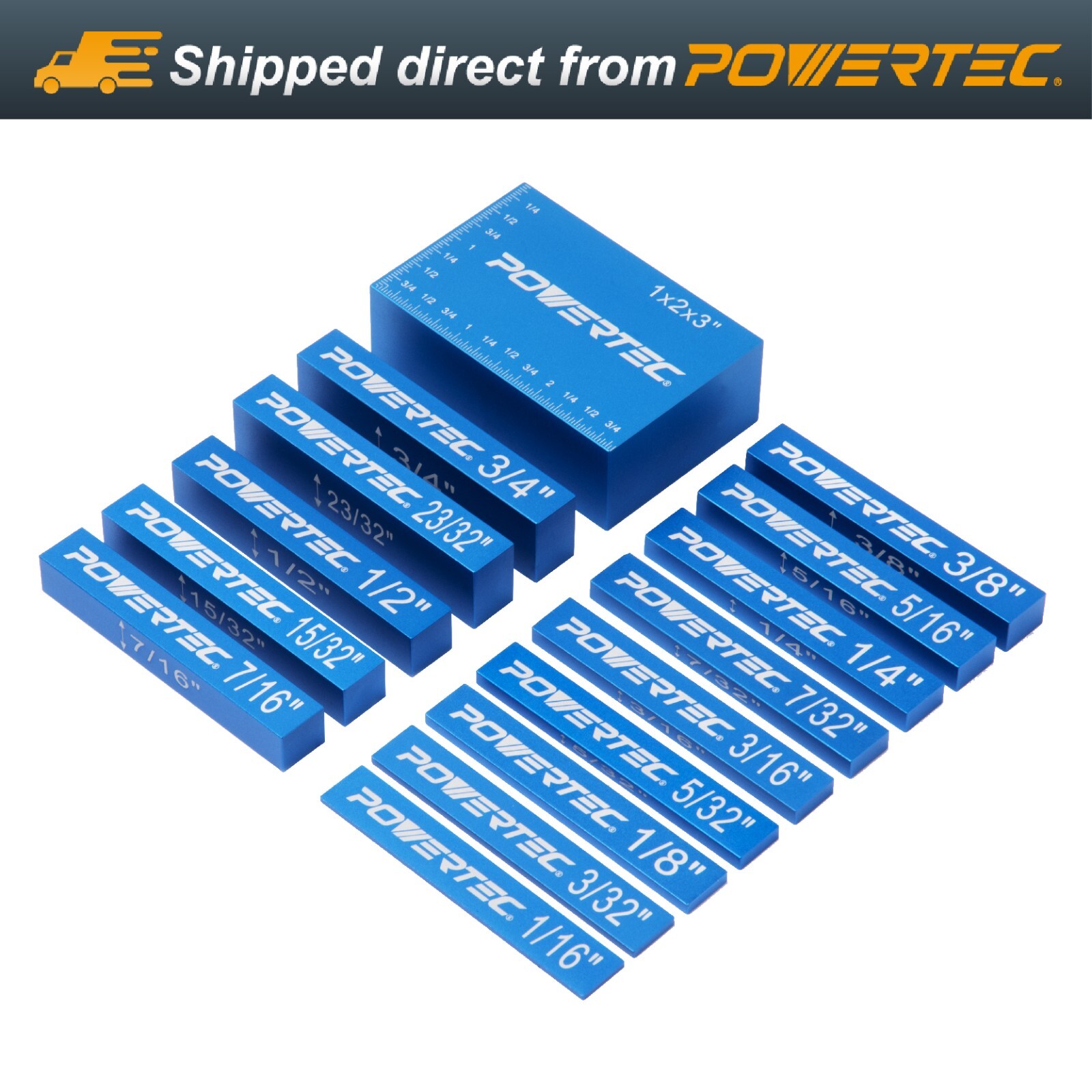 POWERTEC 71843 Setup Blocks Height Gauge 15pc Set - Premium Woodworking Tools