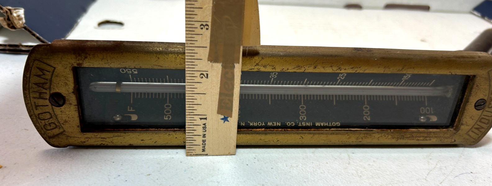 Antique Steam Boiler Steampunk Thermometer Gotham Industrial, 550 F Cast Bronze