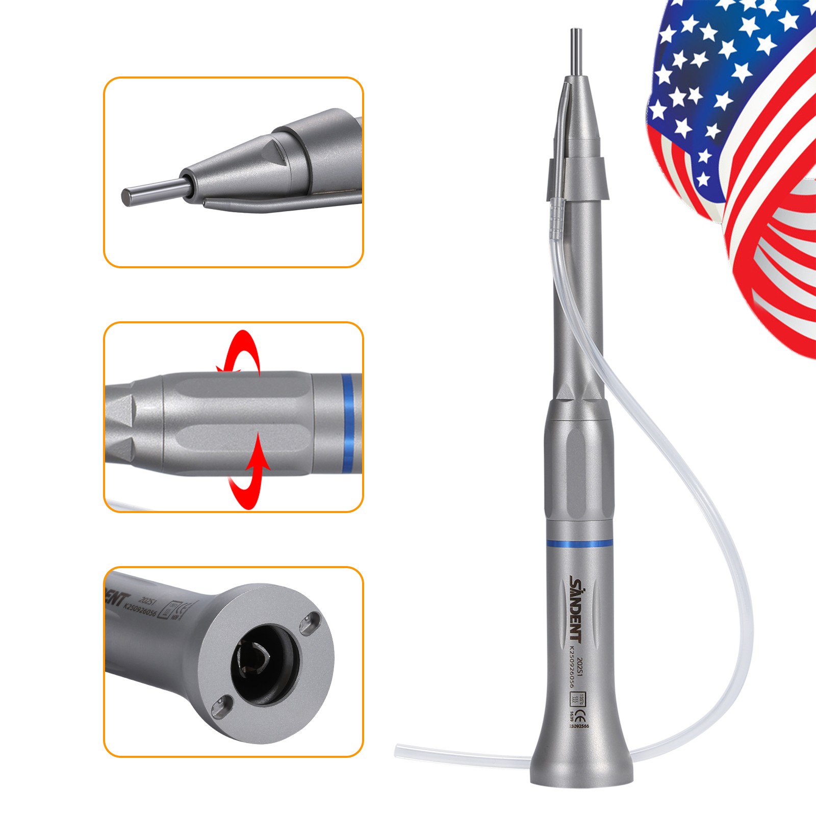 Dental Surgical Straight Handpiece 1:1 Oral Surgery 20 Degree External /NoseCone