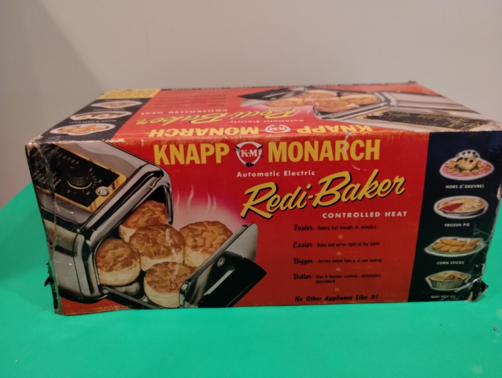Vntg '50s Knapp Monarch Redi Baker Chrome Counter Top Oven. WORKS, LN, w/ Box