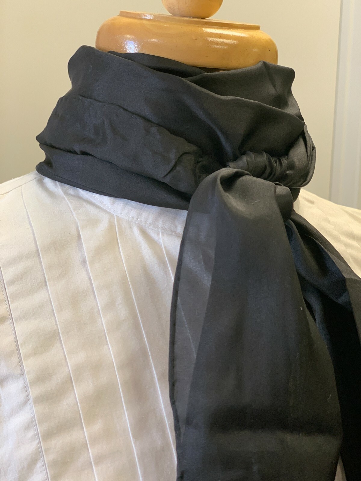 18th Century, Rev War Man's Black 100% Silk Neckerchief Cravat - 11" X 60" - NEW