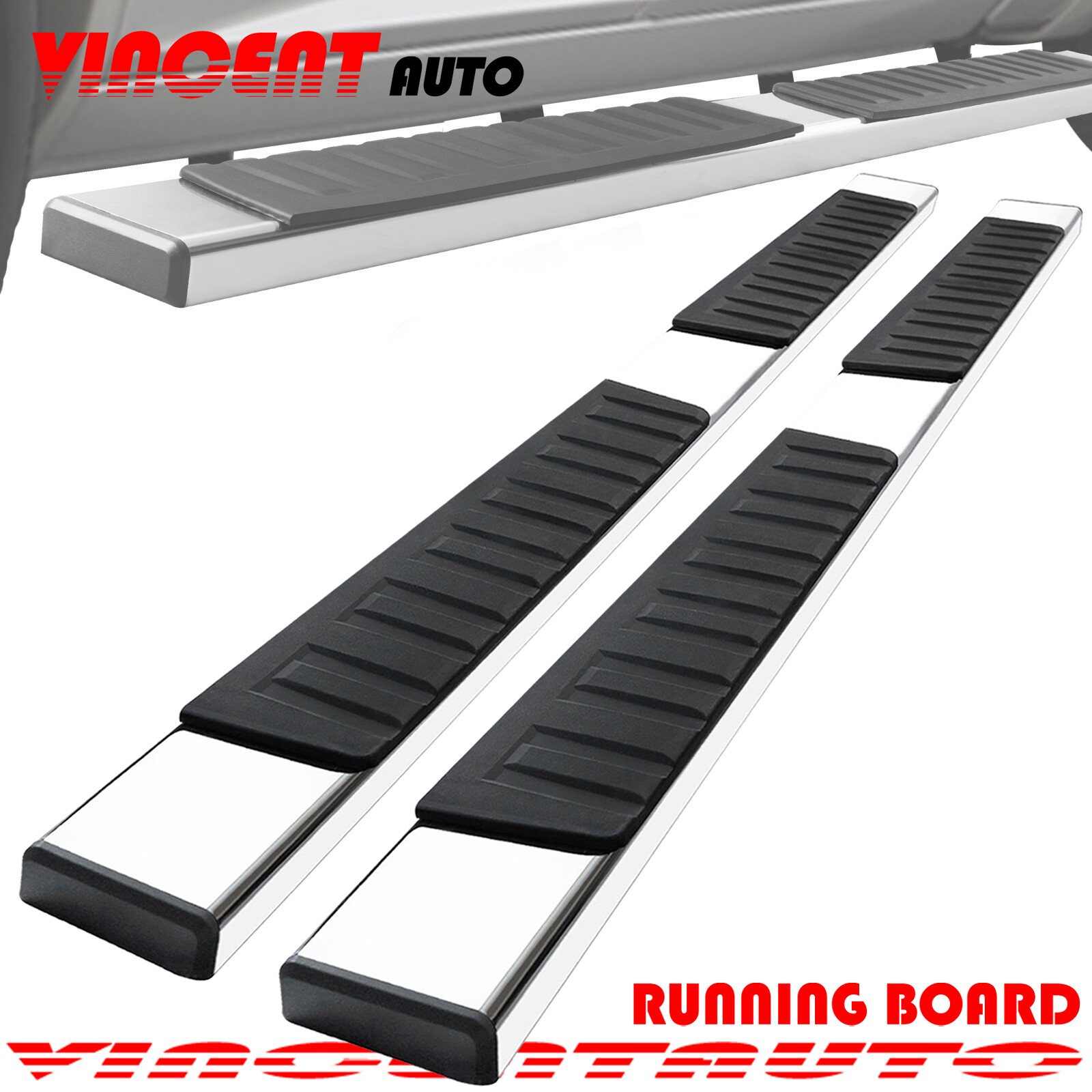 For 2009-2014 Ford F150 Super Crew Cab 6" Running Board Side Step Nerf Bar S/S H