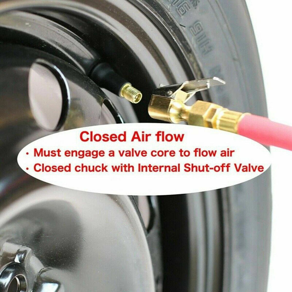 4 x Air Chuck Heavy Duty Open Flow Lock On Tire Chuck W/ Clip for Inflator Gauge