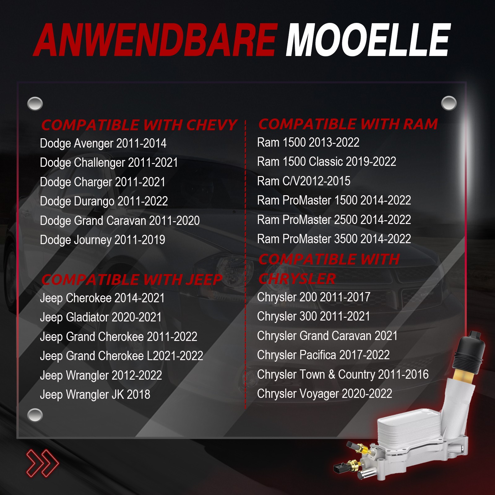 Engine Oil Cooler Filter Housing Assembly For Dodge Jeep Chrysler 2011-2022 3.6L