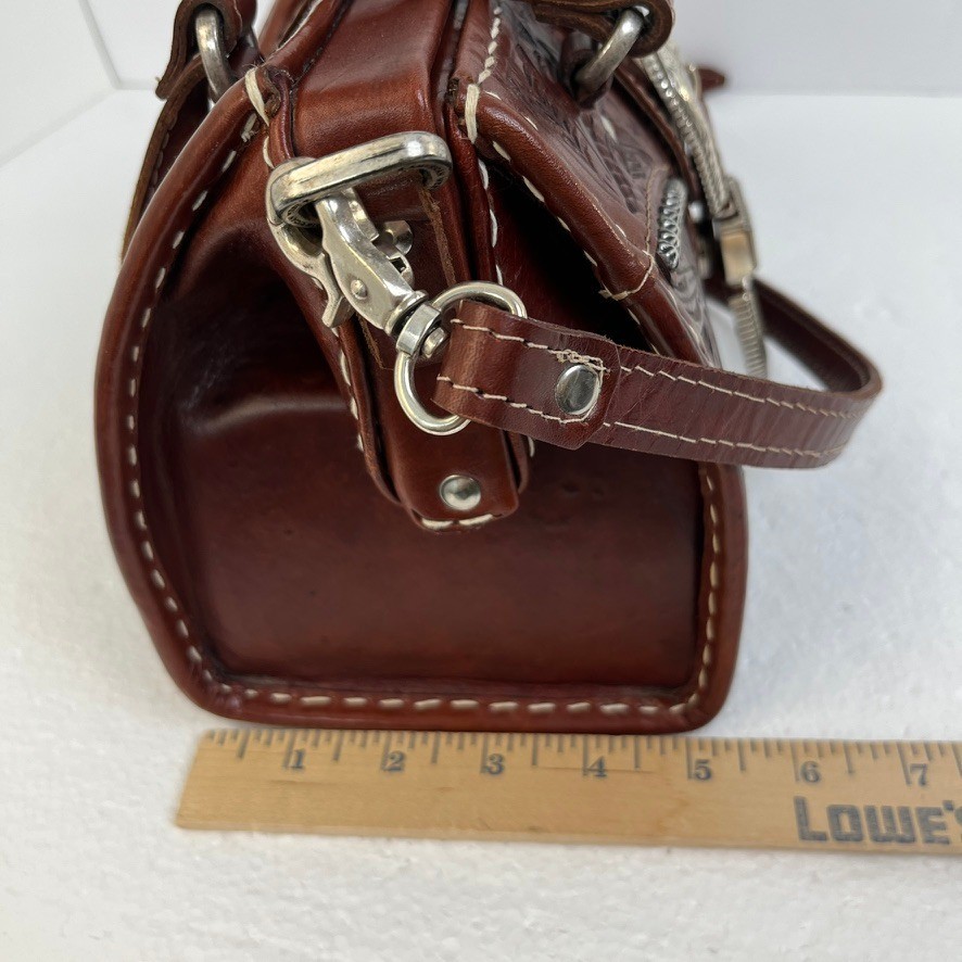 American West Tooled Leather Western Satchel Concho Crossbody Bag Cowgirl