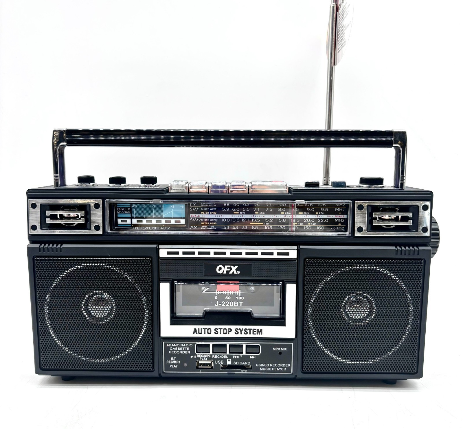 QFX J220BT Bluetooth Radio/Cassette to MP3 Converter Boombox