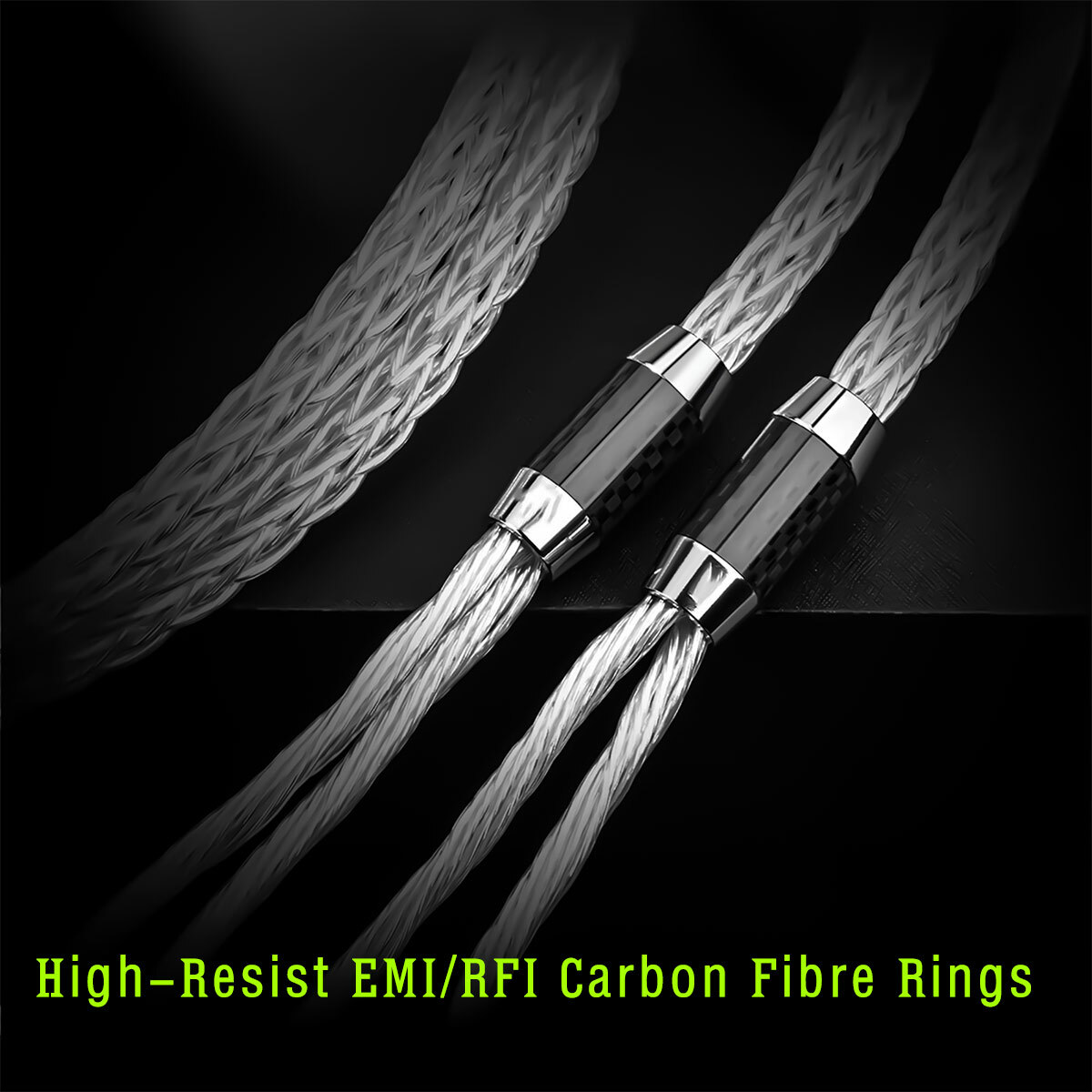 8 Awg HiFi Speaker Wire Cable Silver Plate 8N OCC Carbon Fiber Banana Spade Cord