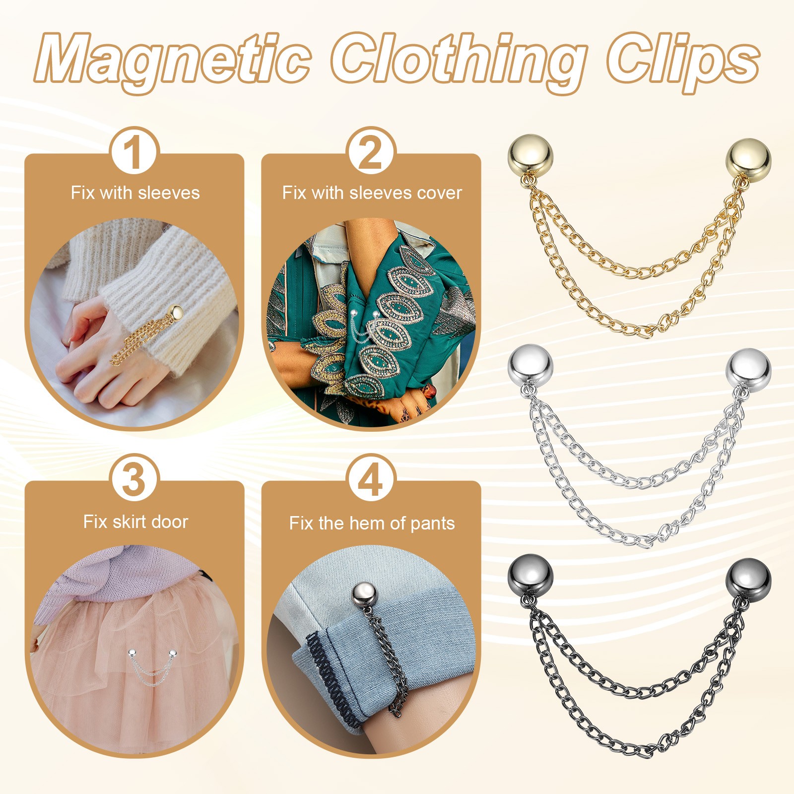 Metal Magnetic Clothing Clips, Magnetic Button Clips,Silver,Black