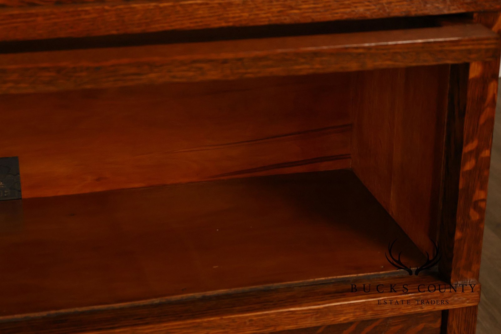 Antique Globe Three-Stack Barrister Bookcase With Base Drawer