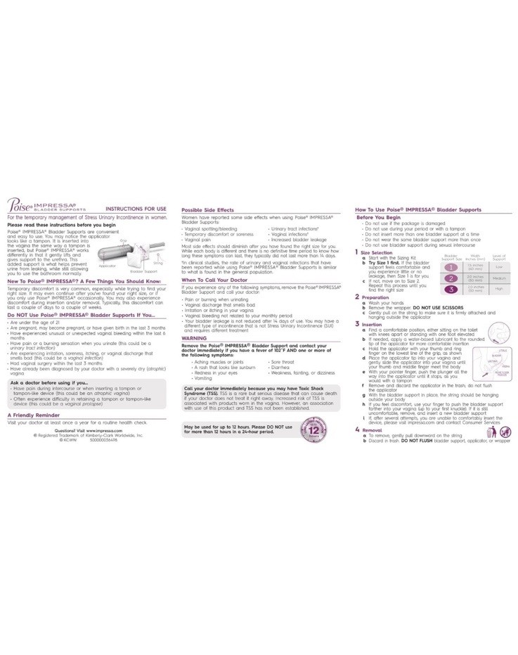 Poise Impressa 8 Count Incontinence Bladder Supports for Bladder Control Size 2