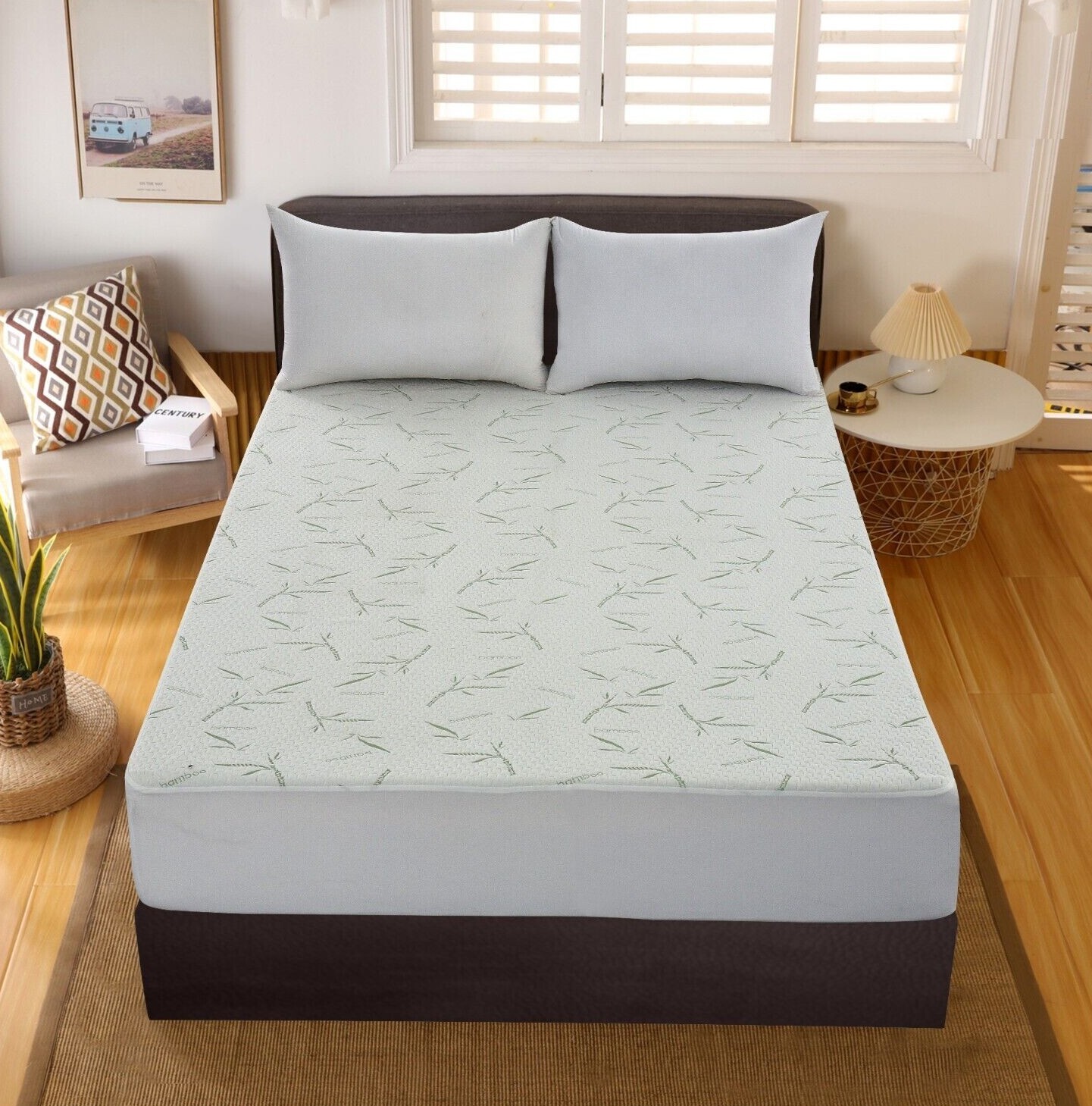 Bamboo Mattress Protector Deep Pocket Waterproof Breathable Fitted Bed Cover