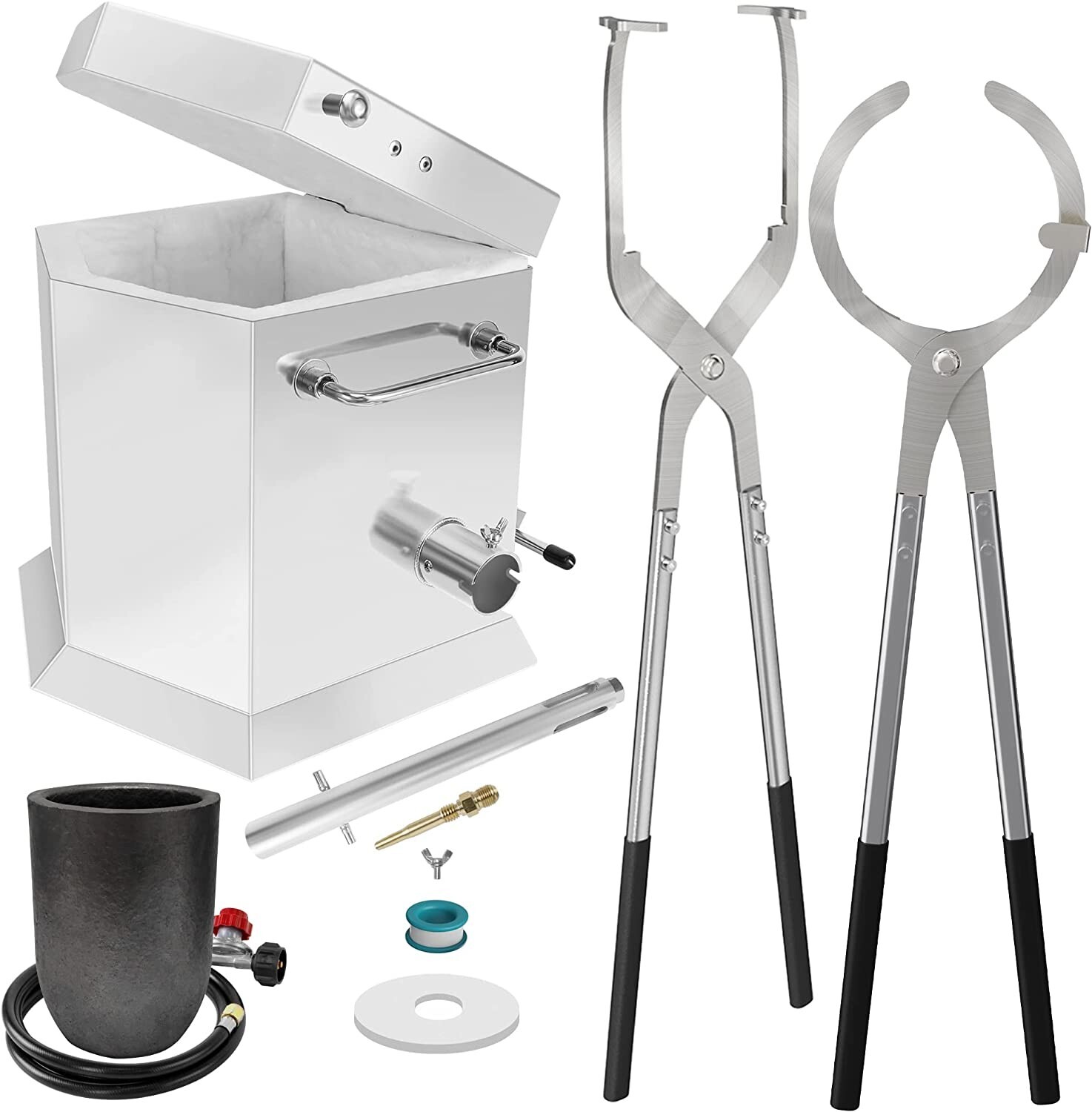 7KG Propane Furnace Kit w/ 2 Crucible Tongs,Smelting Gold Metal Recycle 2700℉