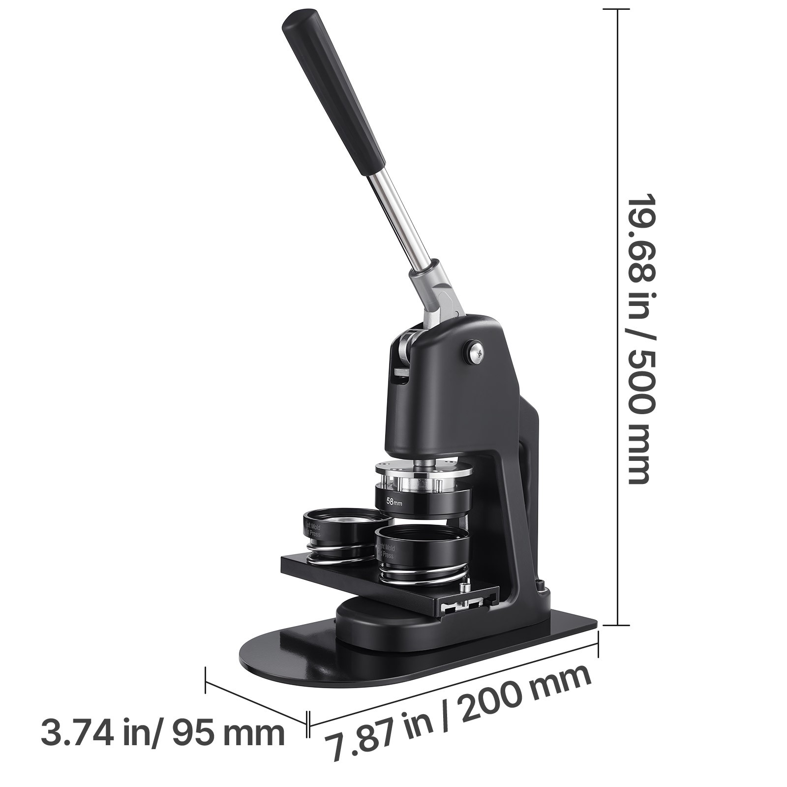 Uimoso 3-in-1 Button Maker Machine with 1.26/2.28/2.95 inch Dies and 300 Pieces