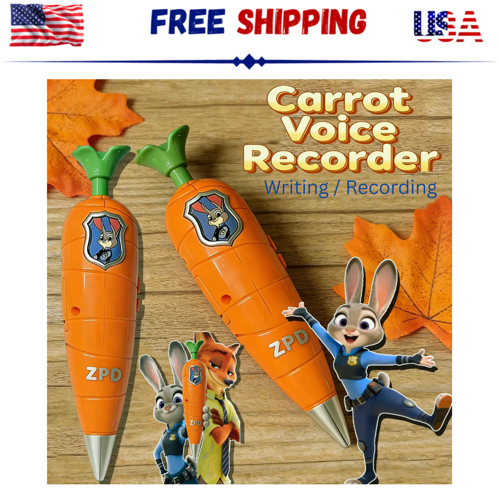 Zootopia Carrot Voice Recorder Pen Judy & Nick  Zootropolis For Birthdays Kids