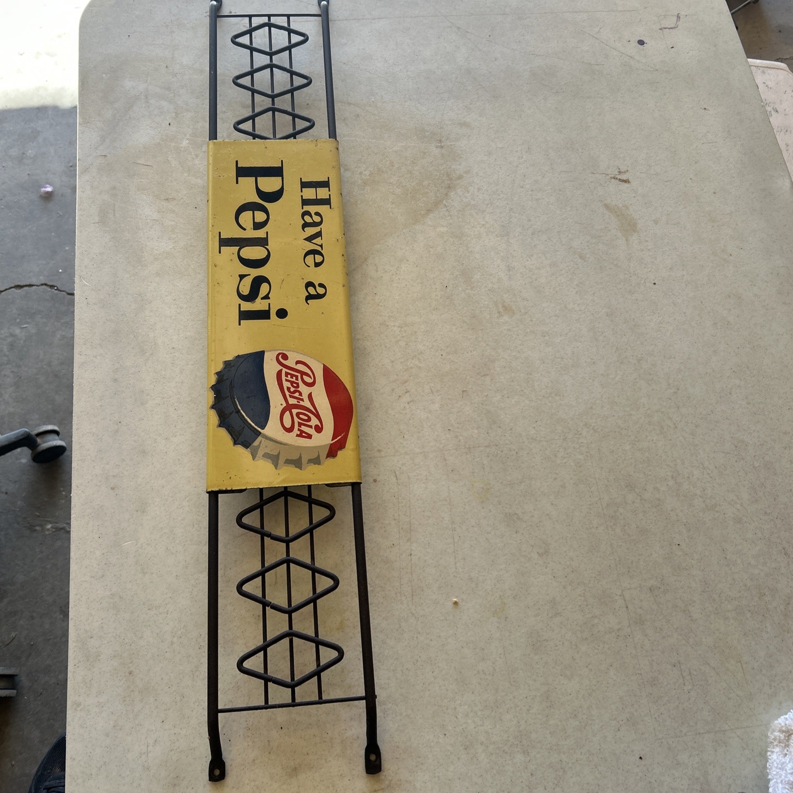 Vintage Have A Pepsi-Cola" Advertising Soda Screen Door Pull Push Bar Expandable