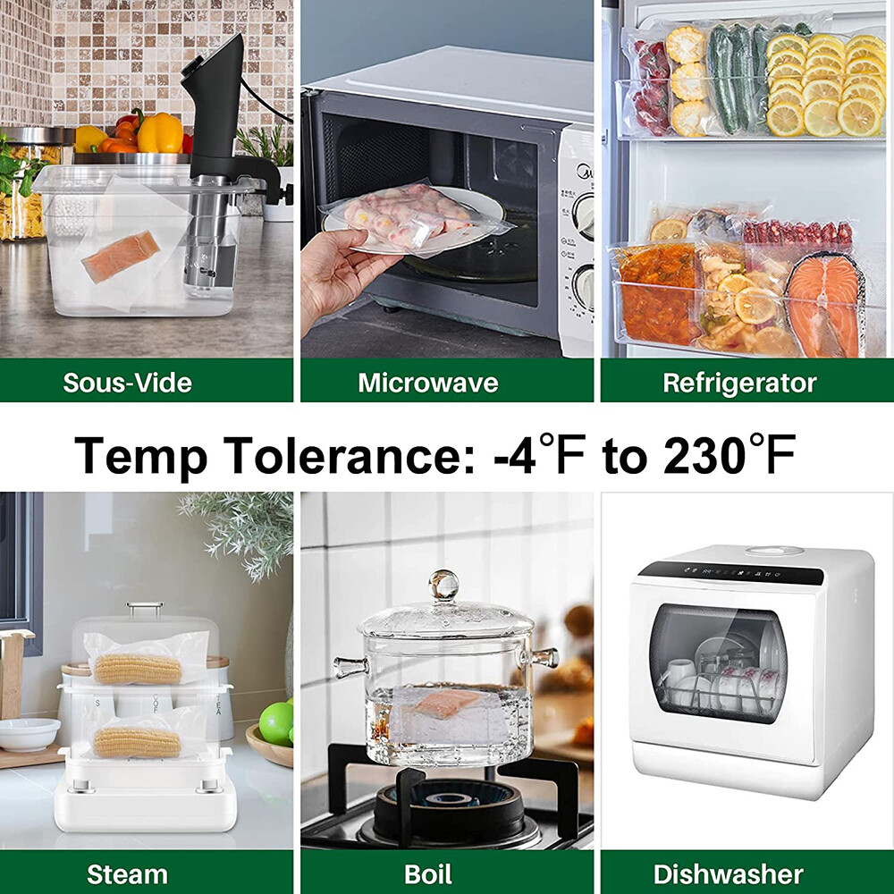 500/1000 Quart Vacuum Sealer Bags 8x12 6x10 Embossed Food Saver Storage Package