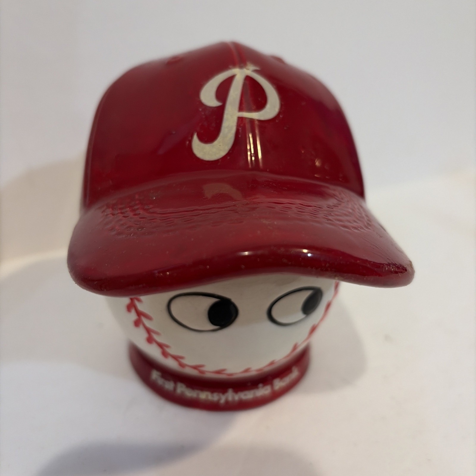 VTG First Pennsylvania Bank Philadelphia Phillies Ceramic Coin Baseball Cap WDWK