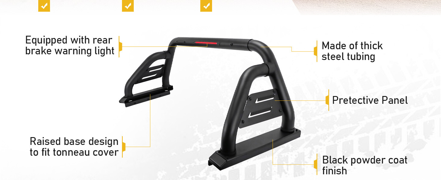 Roll Bar Fits for Toyota Tacoma 2005-2025 with Light Mounting Bracket Heavy Duty