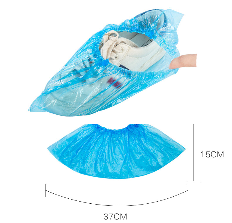 100 Pieces of disposable plastic shoe covers Water Dust Proof 5.9X14.5 Size L
