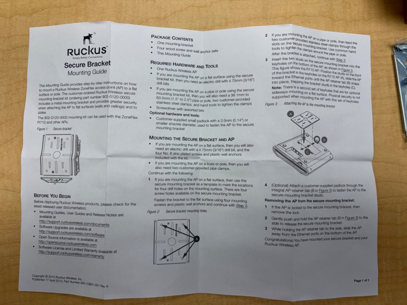 LOT 10 Ruckus Wireless Mount Bracket - Wireless Access Point 902-0120-0000