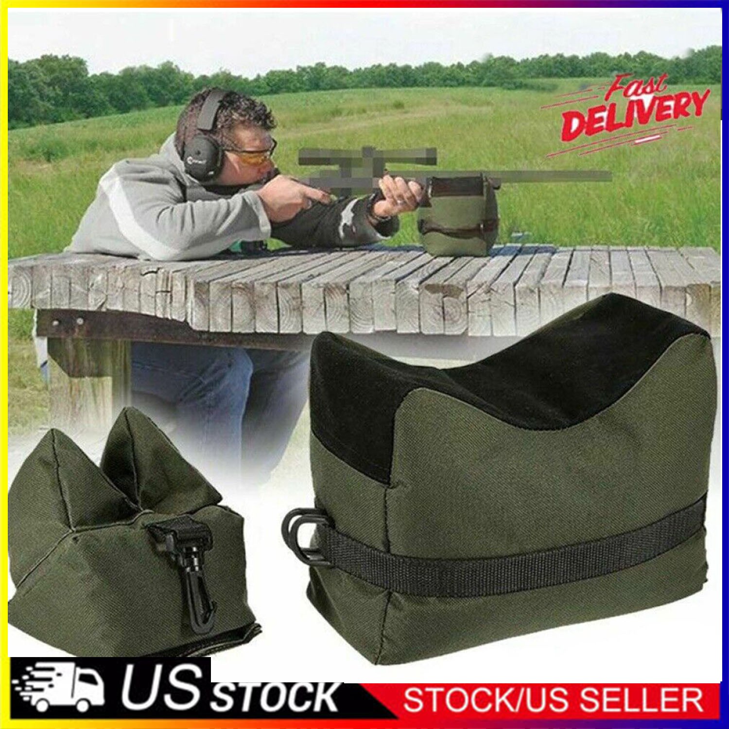 Shooting Range Sand Bag Tactical Rifle Gun Target Hunting Rear Sandbag Bench Set