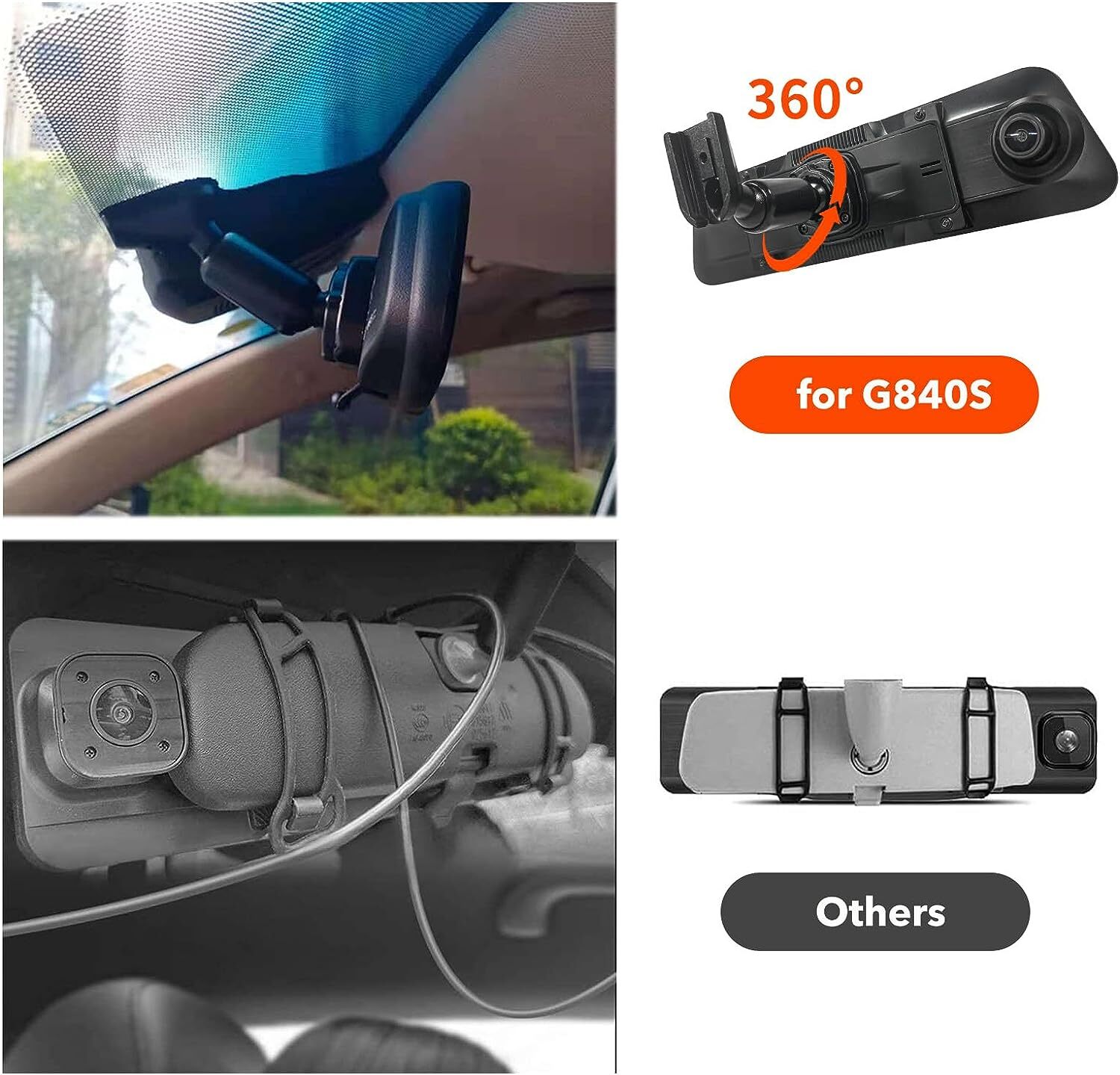 WOLFBOX OEM Bracket for Type-C G840S/G840H/G850/G900 Mirror Dash Cam
