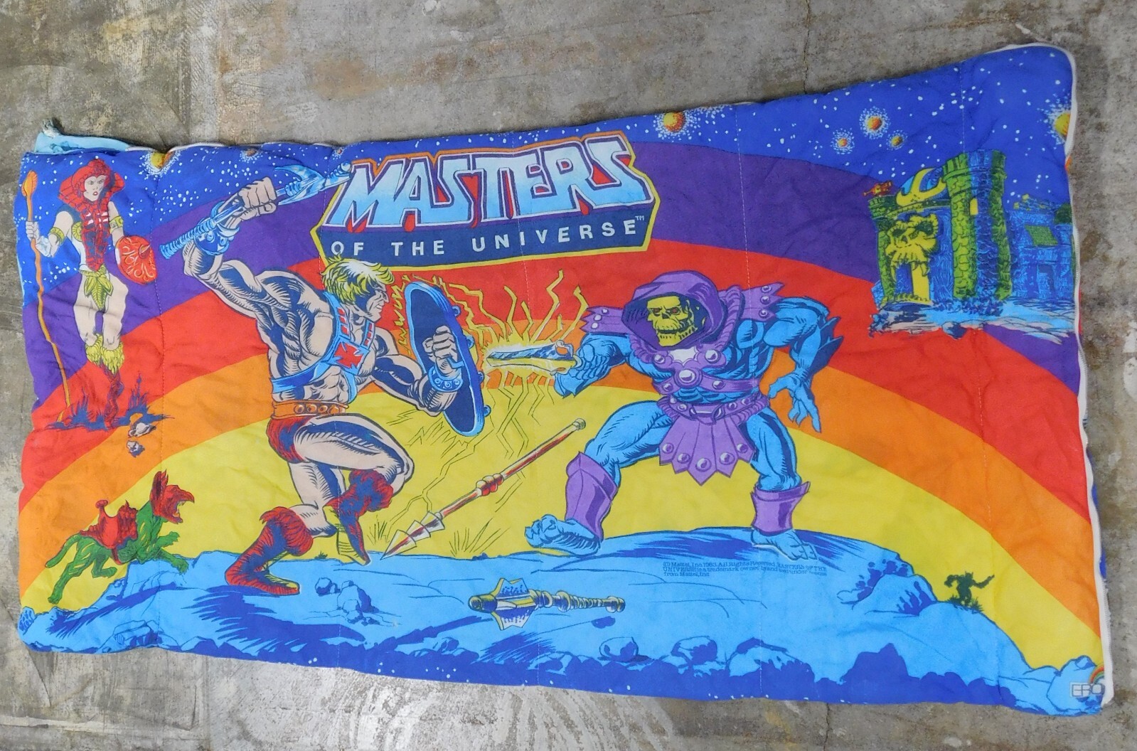 Vintage 80s Masters of the Universe He-Man Skeletor Sleeping Bag #8758