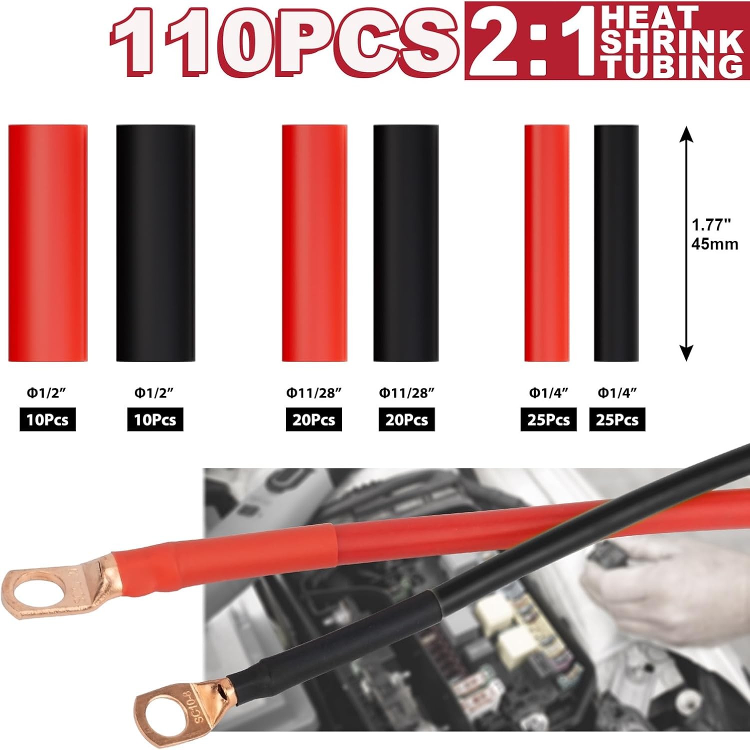 Battery Cable Lug Crimping Tool Kit for AWG 10-1/0, Electrical Lug Crimper