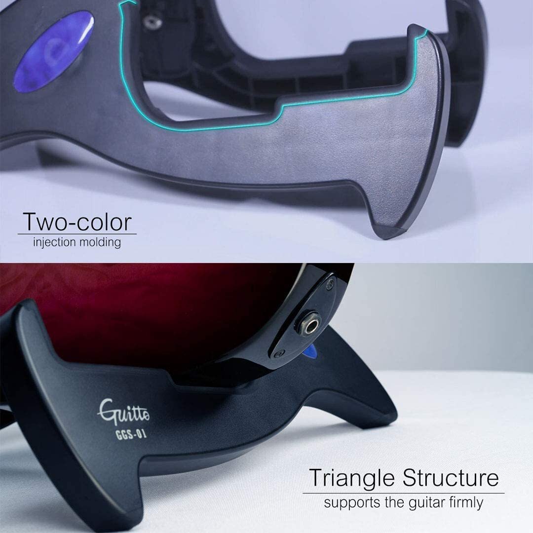 GUITTO Guitar Bass Stand Holder Floor Tripod Folding A-Frame Non-Slip Adjustable