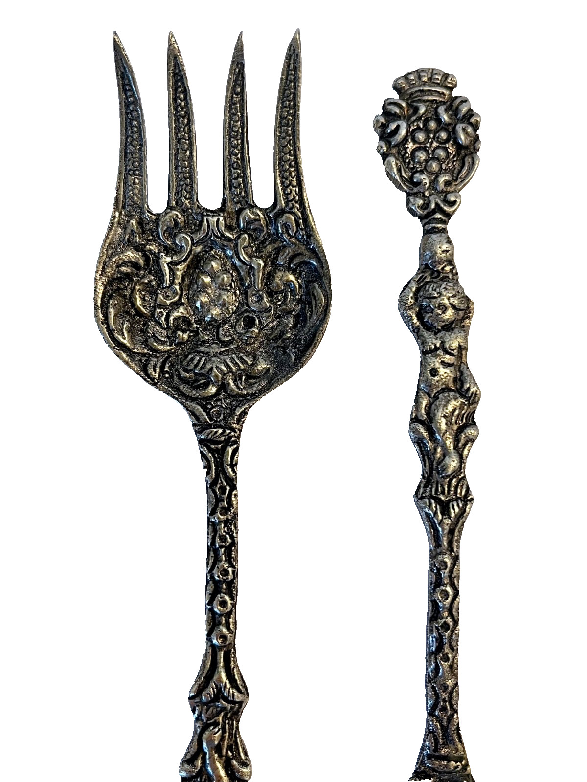 MONTAGNANI Italy Silver Plated Serving Spoon & Fork 7"