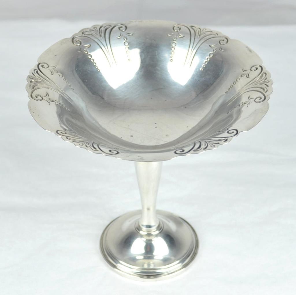 VINTAGE CLARENCE A VANDERBILT STERLING SILVER COMPOTE PEDESTAL DISH c1930's - 5"