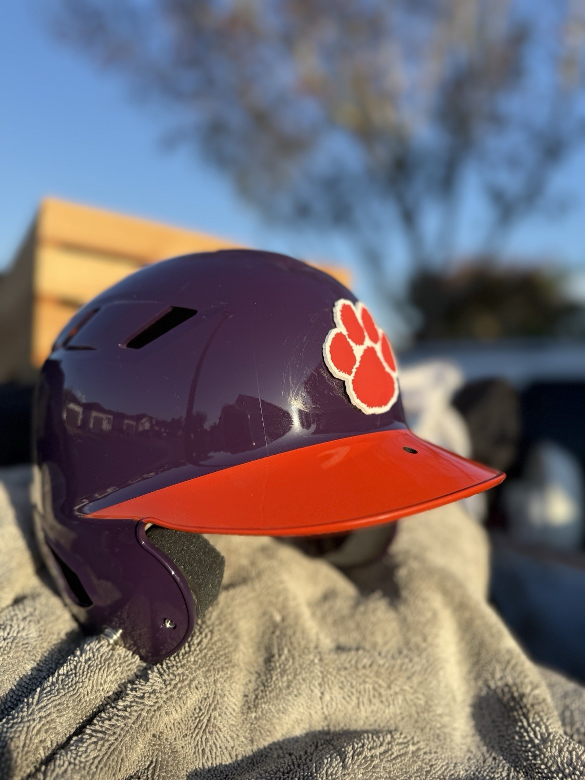 CLEMSON TIGERS CUSTOM SCHUTT SOFTBALL BATTING HELMET USED