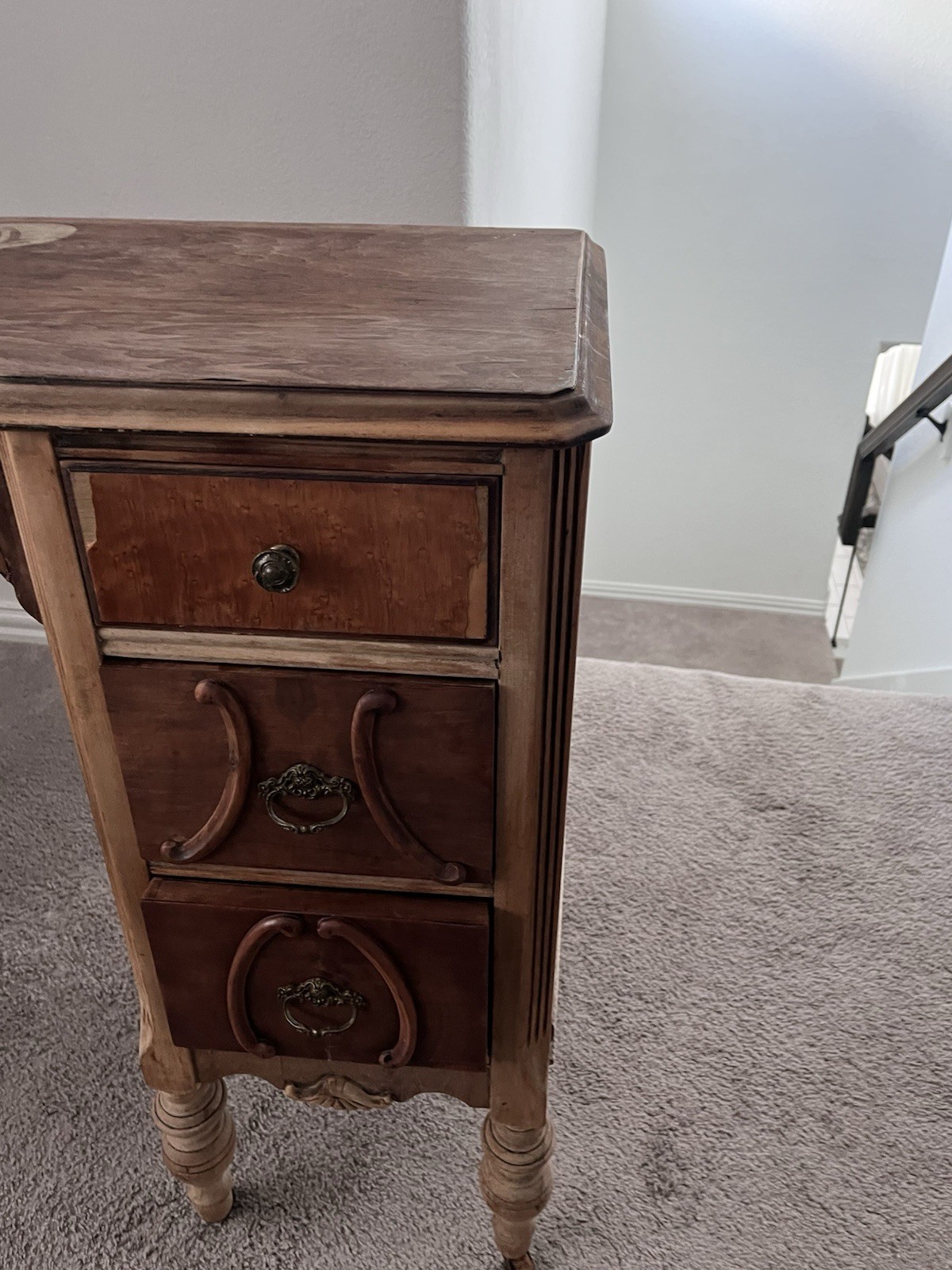 King Haase Antique Vanity with Mirror with Original Wooden Wheels. Very Rare