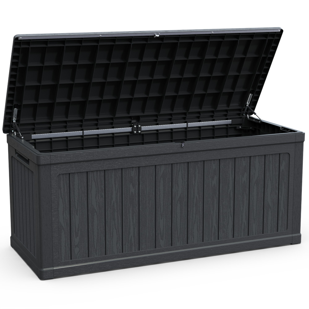 260 Gal Outdoor Storage Box Lockable Black for Patio Furniture
