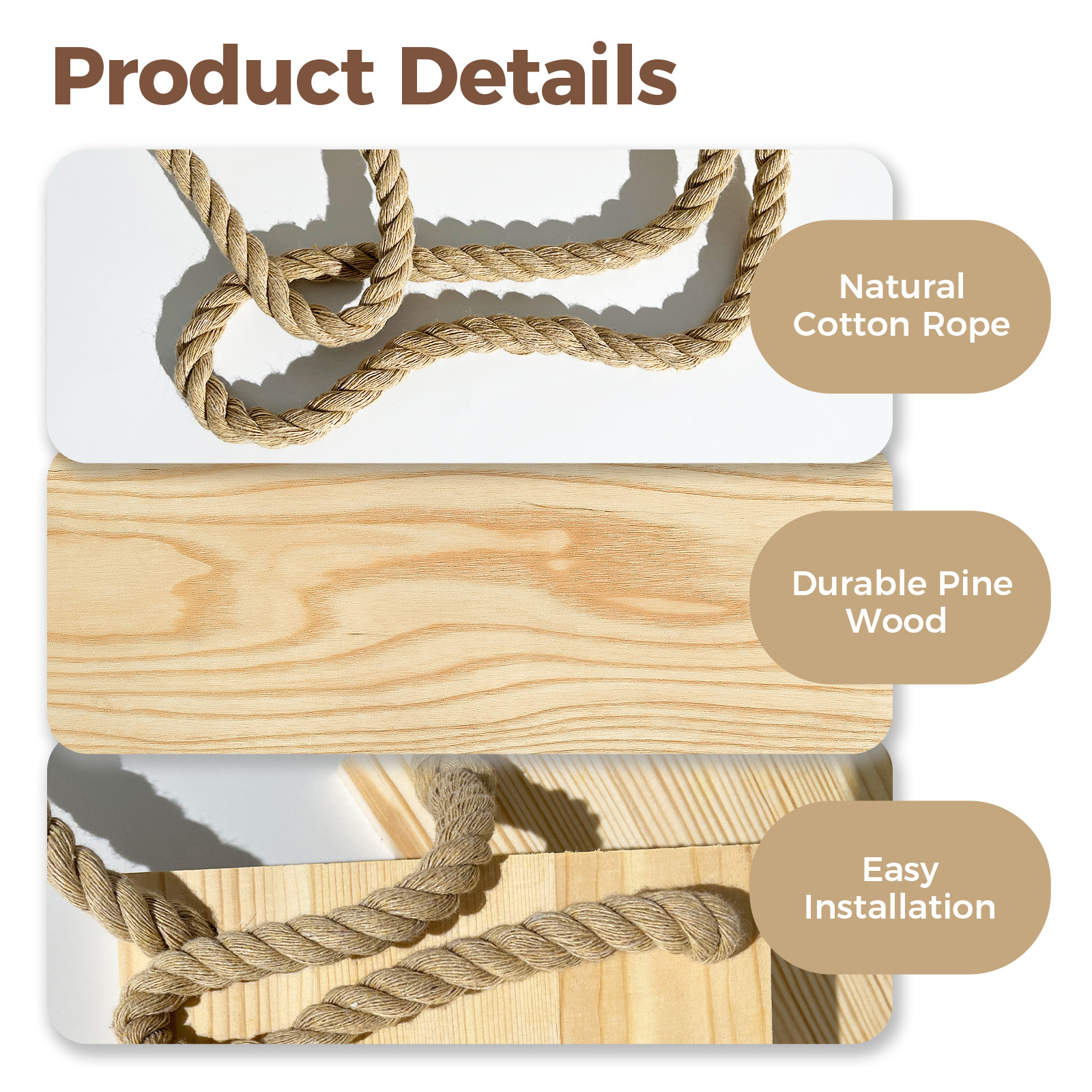 Bamworld Hanging Shelves Plant Hanger Window Plant Shelves Wood Plant Wall Shelf