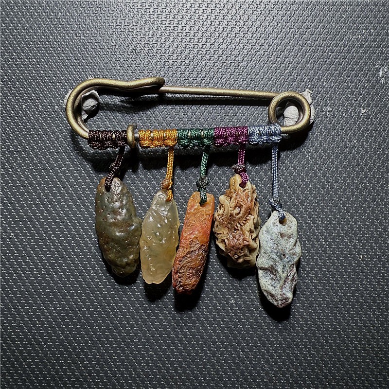 Vintage Brooch Pendant ~ China Inner Mongolia Gobi Agate Stone Badges Corsage