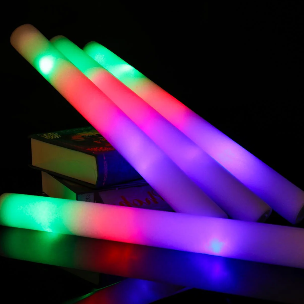 12-396 LED Light Up Foam Sticks Wand Rally Batons DJ Flashing Glow Stick Party