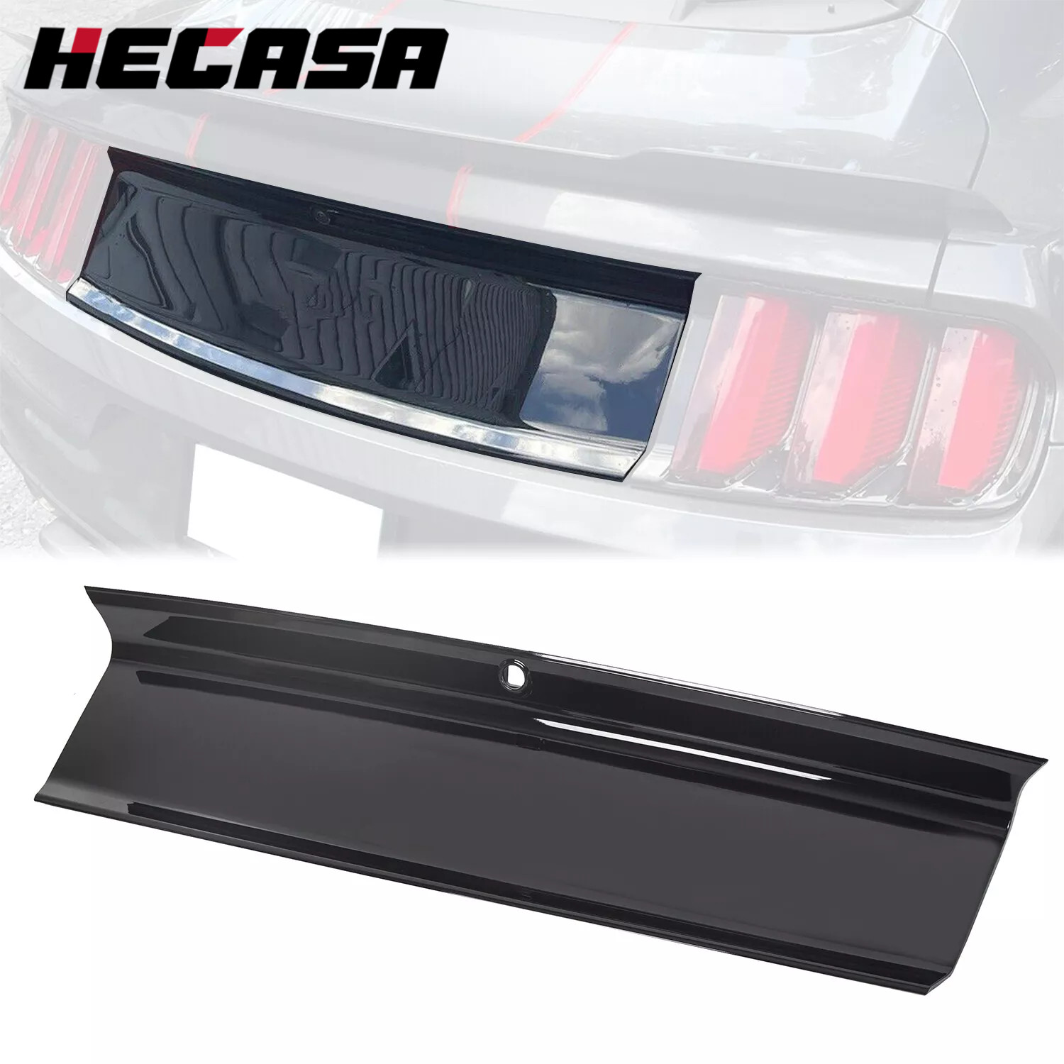 For 2015-2023 Ford Mustang GT Gloss Black Rear Trunk Deck Lid Panel Trim Cover