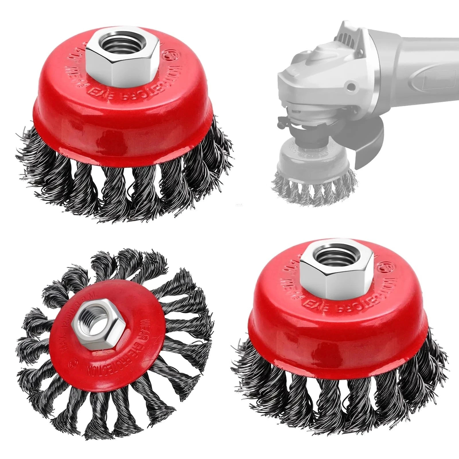 3 Pack Wire Wheel Brush for Angle Grinder, 4 Inch Angle Grinder Wire Wheel, W...