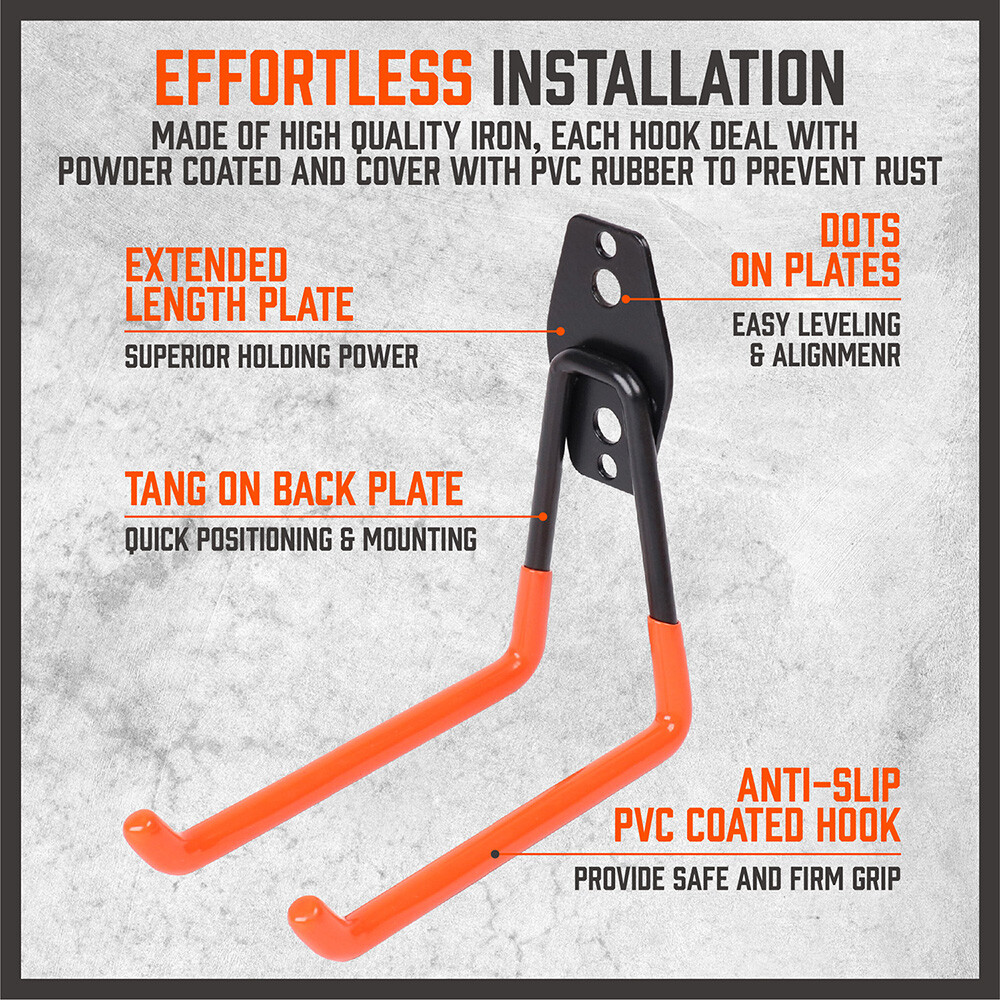 10-Pack Steel Garage Storage Utility Double Hooks Wall Organizer Tool Hanger H-D